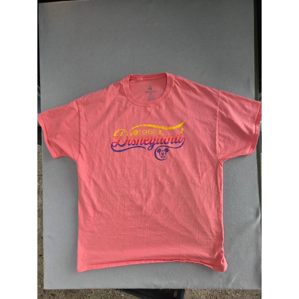 Disney Parks Disneyland 1955 Mickey Mouse Graphic T-Shirt Pink XXL Retro